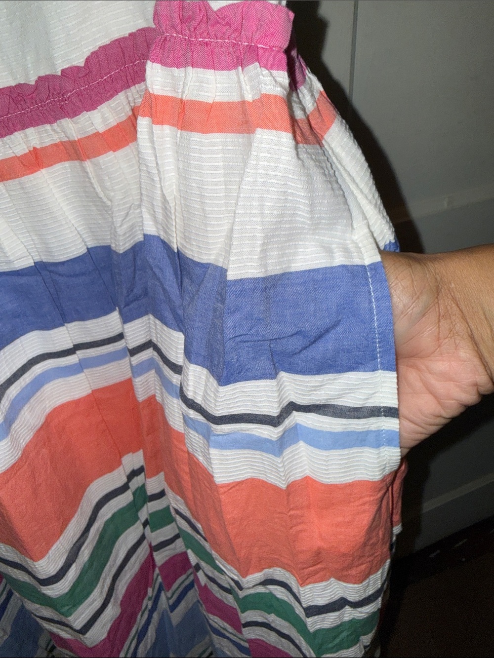 GAP Striped Cotton Sundress in White, Blue, Green, Yellow - Picture 3 of 7